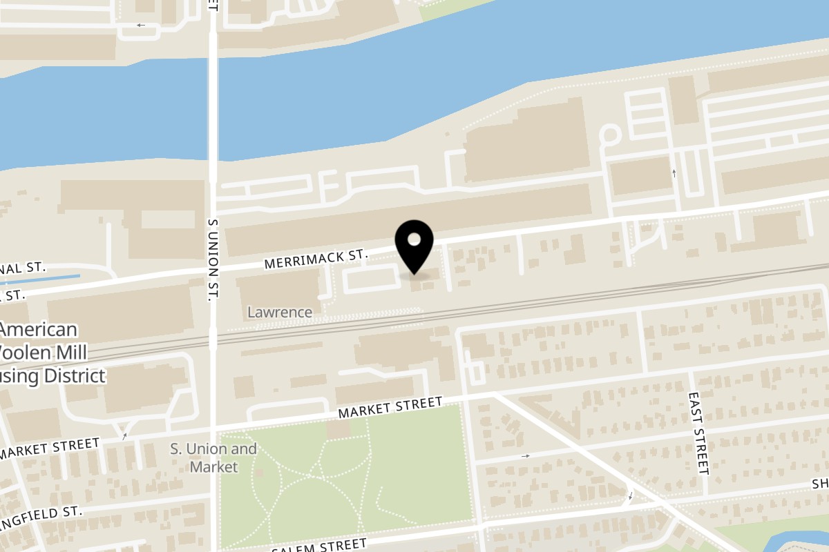 Map showing the location of Paisano's Pizza on 265 Merrimack St in Lawrence